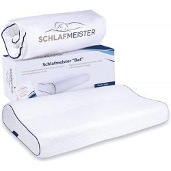 thermoregulierendes SCHLAFMEISTER Bat Kopf-Kissen Nackenstütz-Kissen OEKO-TEX zertifiziert Allergiker-Kissen 60x30x8cm Weiß