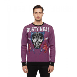 Trendiger Rundhals-Pullover für Herren mit großem Tiger-Print und Streifen-Design Sweater Sweatshirt 19143 Rot