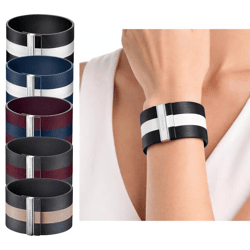 Trendiges Calvin Klein Damen Echtleder-Armband mit breitem Kontraststreifen Arm-Schmuck Größe XS 15cm KJ9K in Schwarz, Navy, Rot oder Ant
