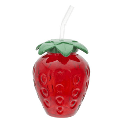 Strawberry Drinking Glass, red, approx. 450 ml