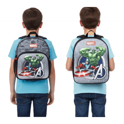 VADOBAG Kinder Rucksack im Avengers-Design mit Hulk und Captain America-Print Tages-Rucksack Kindergarten-Rucksack 5L 202-399 Grau