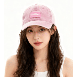 verwaschene ZWILLINGSHERZ Basic Classic Base-Cap mit Logo-Patch Baumwoll-Cap justierbare Cappy Schirm-Mütze 4603M K25357-5 Pink