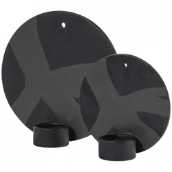 Wand-Teelichthalter schwarz 20 cm 2er Set