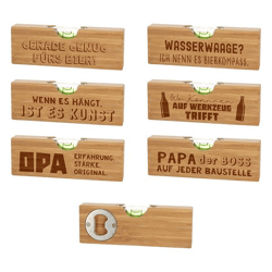 Wasserwaage mit Flaschenöffner Spruch, klein, 6/s,12x4,5cm