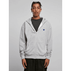 weicher Mister Tee Herren Hoodie Reißverschluss Kapuze 460 g/m² mit Baumwolle Grau