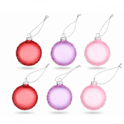 Weihnachtskugel Glas Macaron rosa 6 cm Satz von 6