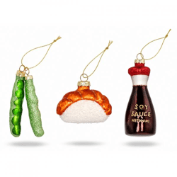 Weihnachtskugel Glas Sushi Lover 12 cm 3er Set