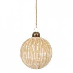 Wilko Weihnachtskugel Nordic Wood Glas beige 8 cm