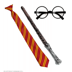 ZAUBERLEHRLING (Brille mit Gläsern, Krawatte, Zauberstab)