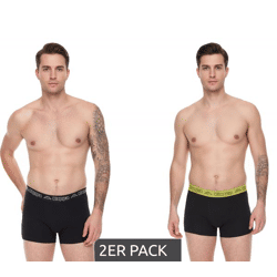 2er Pack Kappa Herren Boxershorts mit Marken Schriftzug und Logo Unterhose 351K1JW ADO Schwarz/Lime