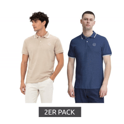 2er Pack klassisches BLEND Herren Poloshirt aus Baumwolle Shirt 20718756-204976 Beige/Blau