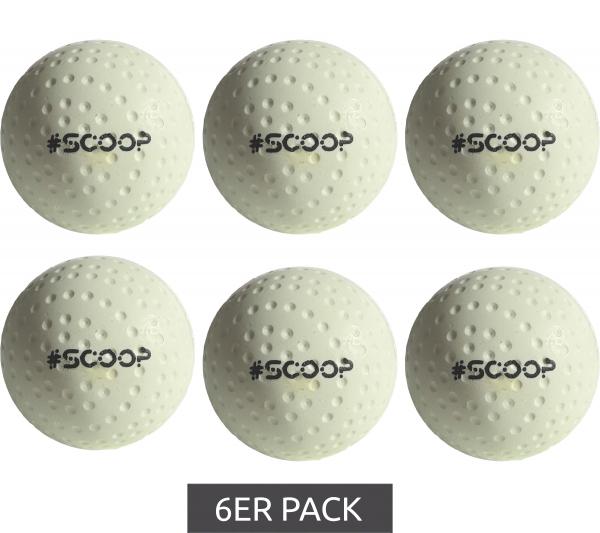 6er Pack SCOOP X-Treme Hockey Street-Balls mit Dimple-Design Hockeyball Sport-Ausr&uuml;stung NL266447 Wei&szlig;
