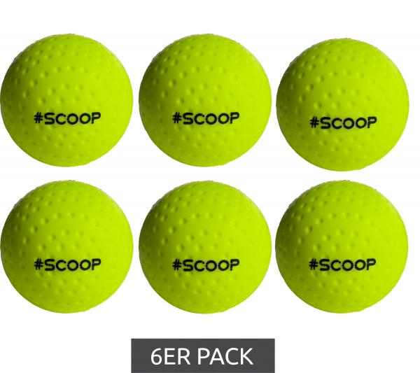 6er Pack SCOOP X-Treme Hockey Street-Balls mit Dimple-Design Hockeyball Sport-Ausr&uuml;stung NI266446 Neon-Gelb