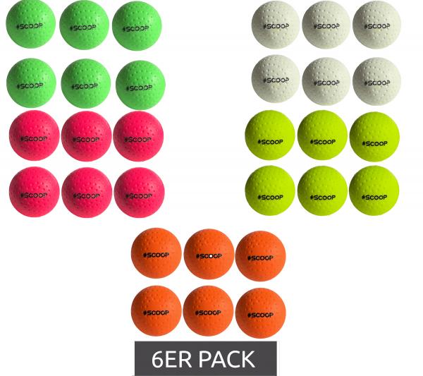 6er Sparpack SCOOP X-Treme Hockey Street-Balls mit Dimple-Design Hockeyball Sport-Ausr&uuml;stung Wei&szlig;, Gr&uuml;n, Pink, Gelb oder Orange
