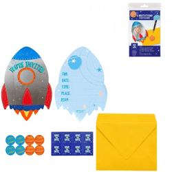 Amscan Invitations with Envelopes, Rocket Design, Set of 8