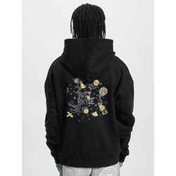 bequemer Just Rhyse Herren Hoodie große Kapuze Rippbündchen mit Baumwolle Schwarz