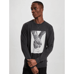 bequemes Mister Tee Herren Sweatshirt Rippbündchen mit Baumwolle Anthrazit