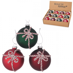 Boltze Weihnachtskugel aus Glas „Wrappy“, 10 cm, 3er-Set, sortiert