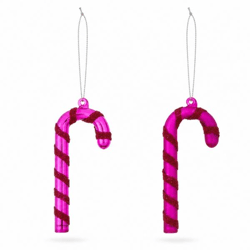 Boltze Weihnachtsanhänger „Candy Cane“, Glas, rosa, 12 cm, 2 Stück, sortiert