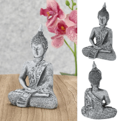 Buddha, grau, sitzend, M, ca. 12 cmH