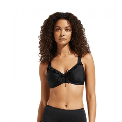 Elegant Women's Underwire Bikini Top with Minimizer Effect Swimwear, C-Cup, 976934, Black