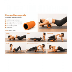 EDURO Faszien-Massagerolle zur Selbstmassage der Muskeln Schaumstoffrolle Regenerations-Rolle ca. 34x15cm Orange