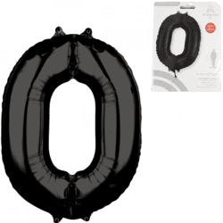 Foil balloon figure 0 black 66 cm