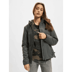 funktionale Brandit Damen Jacke Reißverschluss Klettverschluss Grau