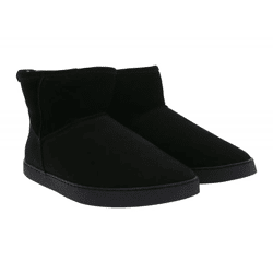 gefütterte GROUNDIES Barfußschuhe Cozy Boot Low Damen Echtleder Stiefelette mit TrueSense Sohle GND-120236-01 Schwarz