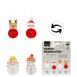 Hänger Weihnachten Honeycomb, Design 2, 4er Set