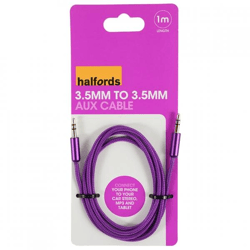 Halfords Aux-Kabel, lila, 3,5 mm, 1 Meter