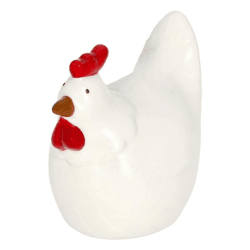 Huhn, Keramik, weiß rot, klein, ca.11x9cm
