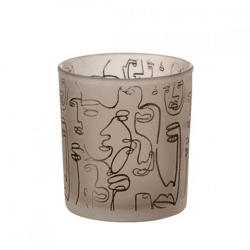 J-Line Teelichthalter „Faces“, beige, 8 cm
