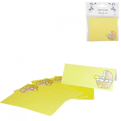 Karten Baby Kinderwagen gelb 10 cm 6 Stück.