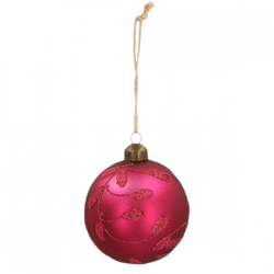 Weihnachtskugel Berry Leaf Glas rosa 8 cm