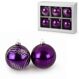 Weihnachtskugeln aus Glas, lila mit Glitzer, 8 cm, 6er-Set