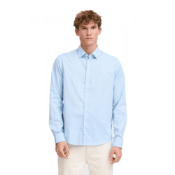 klassisches CASUAL FRIDAY CFGriffin Herren Business-Hemd mit Label-Detail Langarmhemd 20505437-144121 Blau