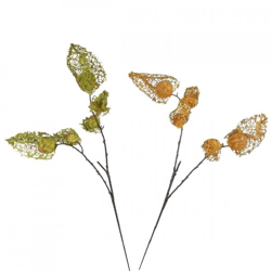 Künstlicher Zweig Physalis Seide 70 cm 2 Stück sortiert