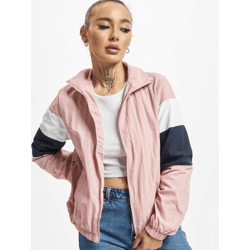 lässige Urban Classics Damen Jacke Reißverschluss Taschen 97 g/m² Rosa/Weiß/Blau