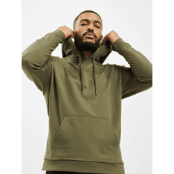 lässiger Urban Classics Herren Hoodie Rippbündchen Kapuze 280 g/m² Khaki