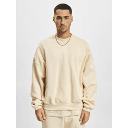 lässiges DEF Herren Sweatshirt Rippbündchen Oversize 360 g/m² mit Baumwolle Beige