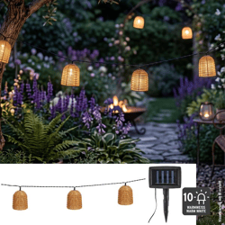 LED Solar Lichterkette Rattan, 10er, ca. 380cmL