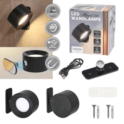 LED Wandleuchte, Magnet 360°, ca. 8cmD