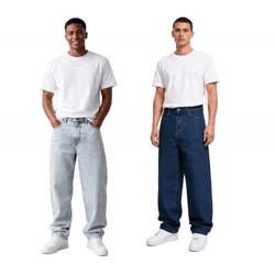Moderne URBAN CLASSICS Herren Baggy Jeans aus Baumwolle – Weit geschnittene Denim Hose in Hellblau oder Dunkelblau