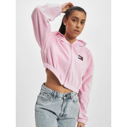 moderner Tommy Jeans Damen Hoodie große Kapuze Kordelzug Rosa
