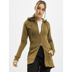moderner Urban Classics Damen Hoodie Kordelzug Reißverschluss 300 g/m² mit Baumwolle Khaki