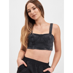 modernes Tommy Jeans Damen T-Shirt Stretch mit Baumwolle Schwarz