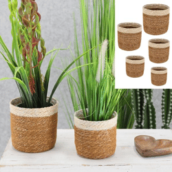 Planter basket, seagrass, set of 5, natural/white