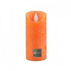 PTMD Battery-Operated LED Pillar Candle XS Orange 5.5 x 12.5 cm