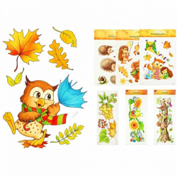 Fensteraufkleber Herbst sortiert
